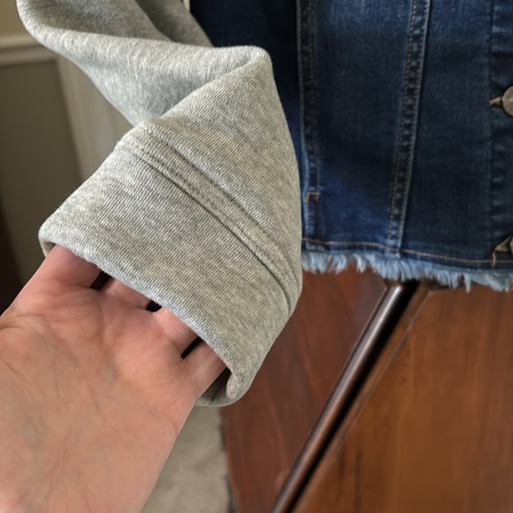 Susan Graver Stretch Denim Frayed Hem & French Terry Jean Jacket - Picture 11 of 16